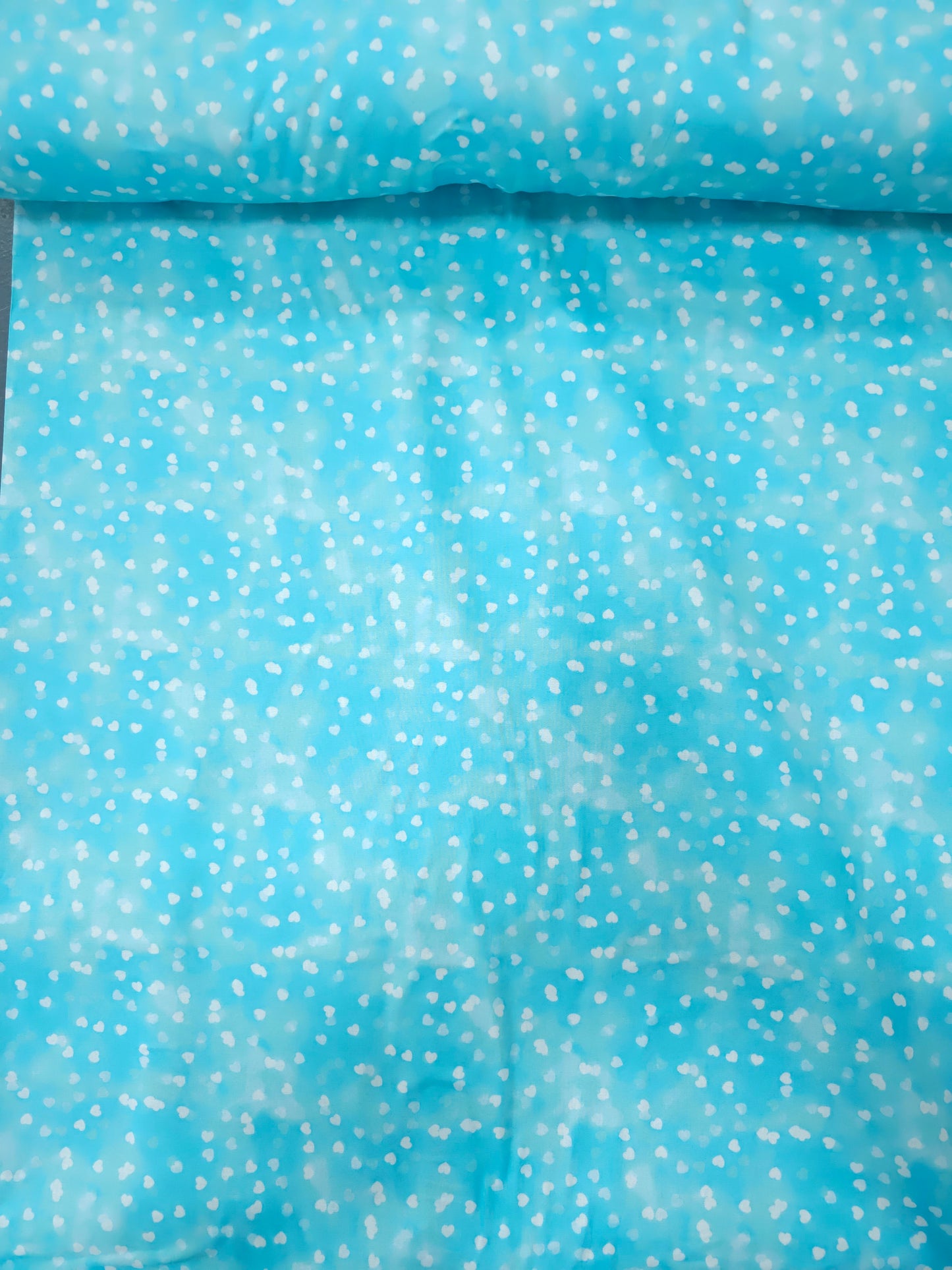 Light Blue Speckle Hearts 100% Cotton