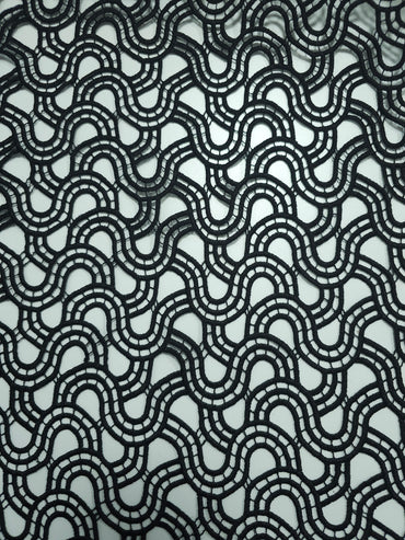 Black Doodle Swirl Embroidered Lace