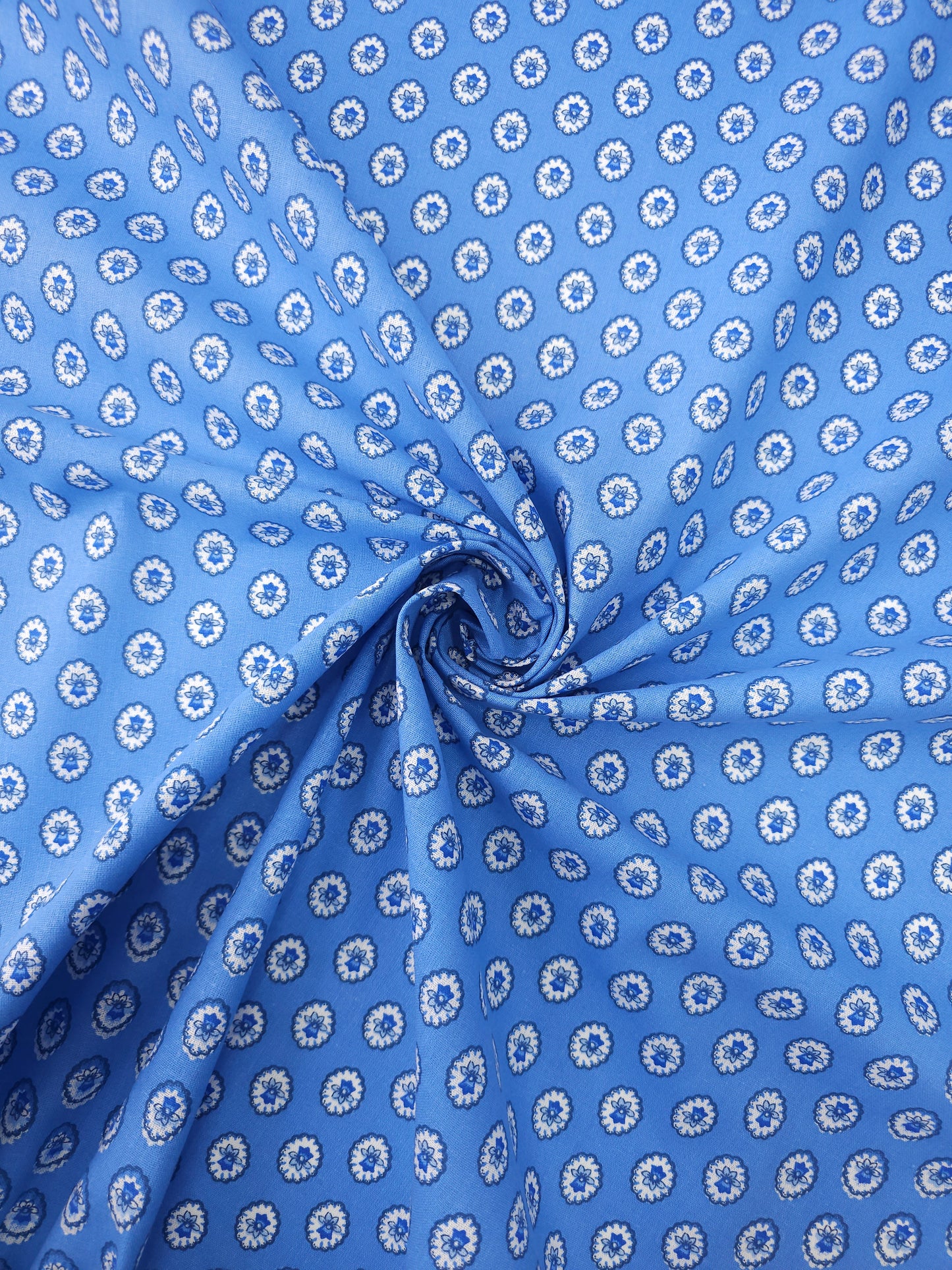 Blue Vintage Tulip Calico Cotton