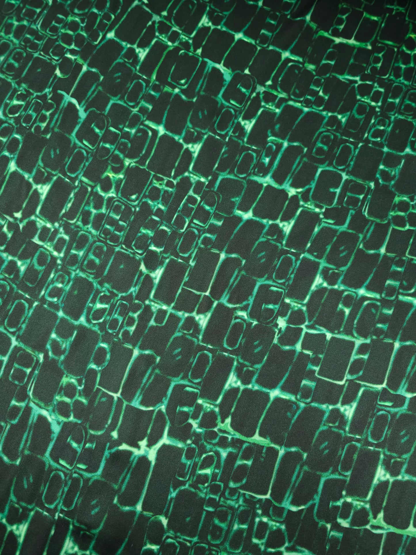 Green/Black Abstract Square Viscose Jersey