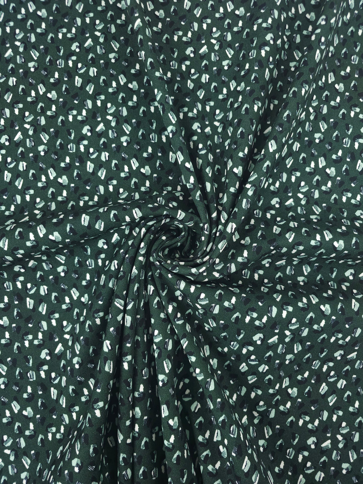 Green Abstract Brushstroke Brushed Cotton Twill