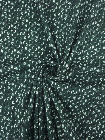 Green Abstract Brushstroke Brushed Cotton Twill