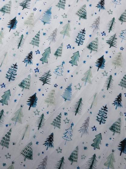 Watercolour Christmas Tree 100% Cotton