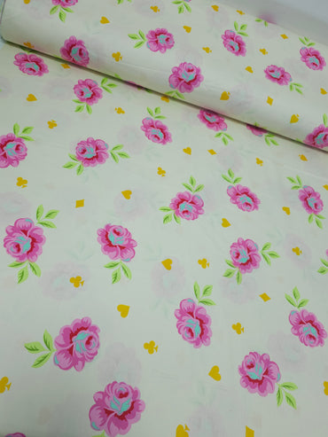 Cream Big Buds Wonder Floral Cotton Sateen 108" - Tula Pink