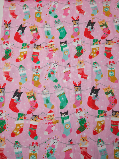 Pink Kitten Stocking 100% Cotton