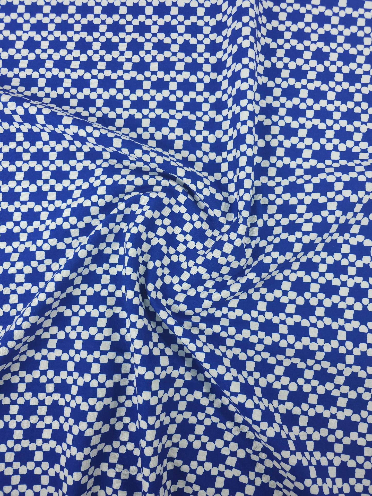 Cobalt Blue Abstract Brushed Cotton Twill