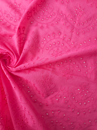 Fuchsia Pink Snowflake Arch Anglaise Cotton