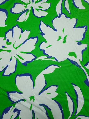 Blue/Green Large Floral Lightweight Cotton Sateen