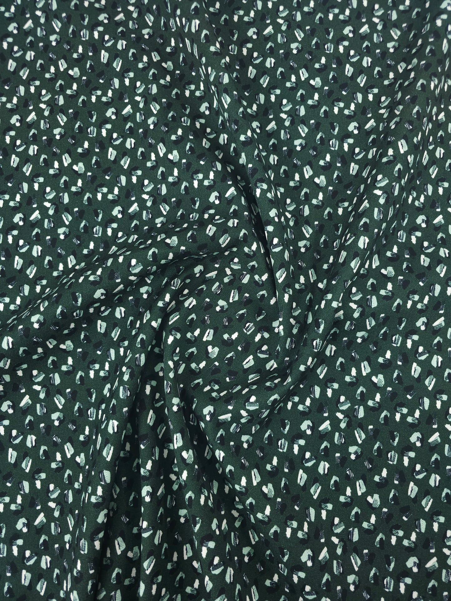 Green Abstract Brushstroke Brushed Cotton Twill