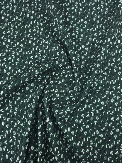 Green Abstract Brushstroke Brushed Cotton Twill