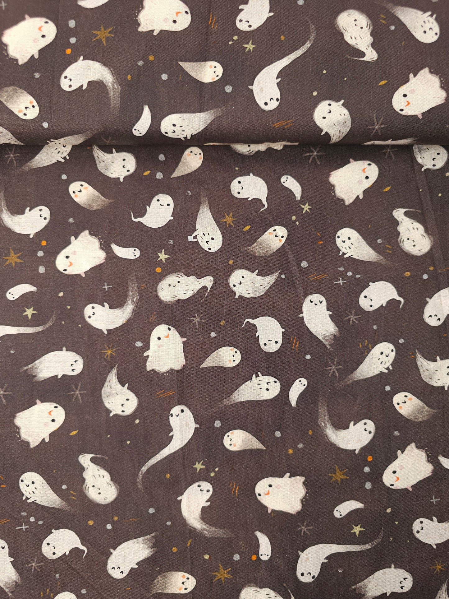 Brown Baby Ghost Pals 100% Cotton - Robert Kaufman