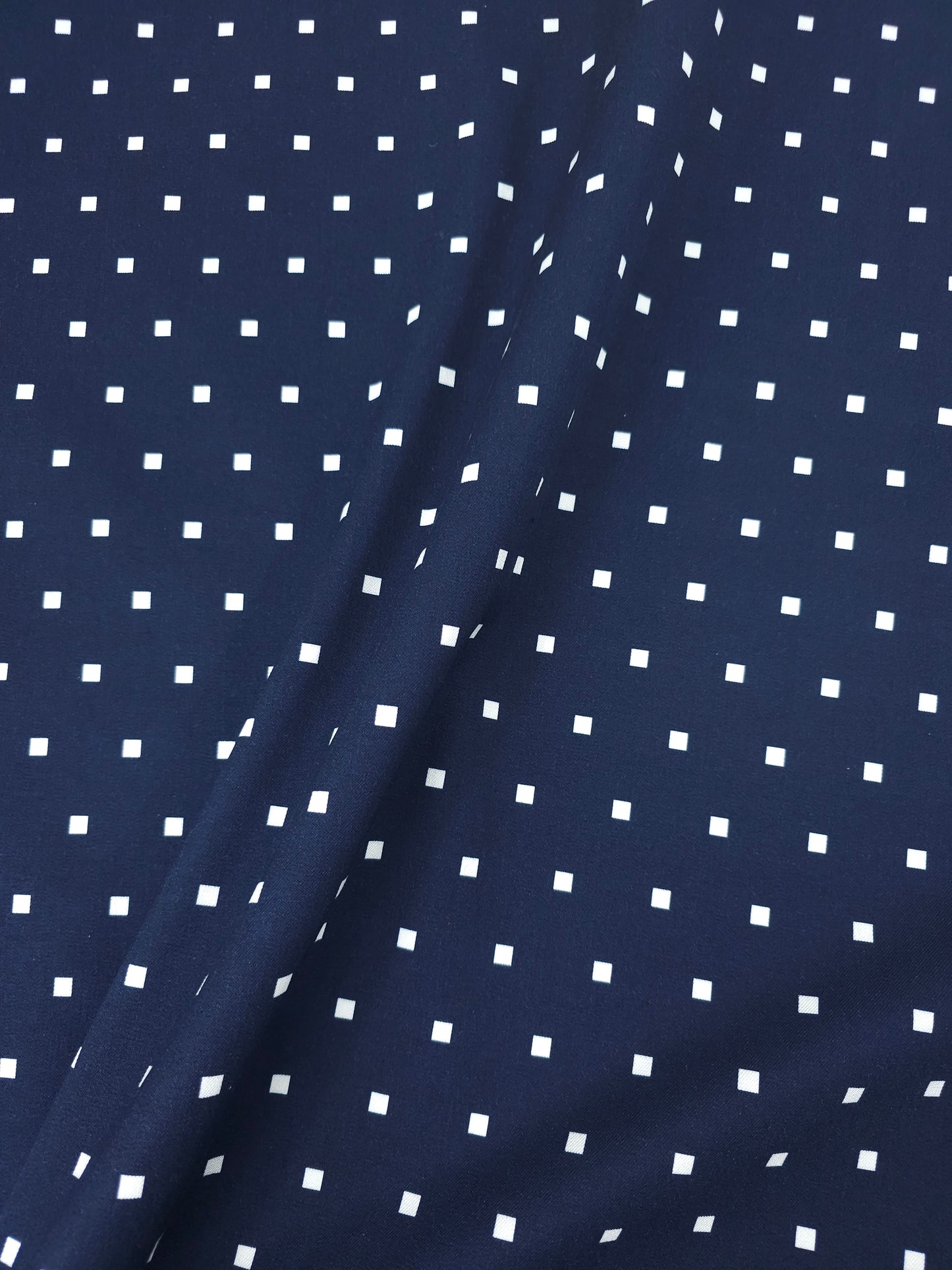 Dark Navy Mini Square Brushed Cotton Twill