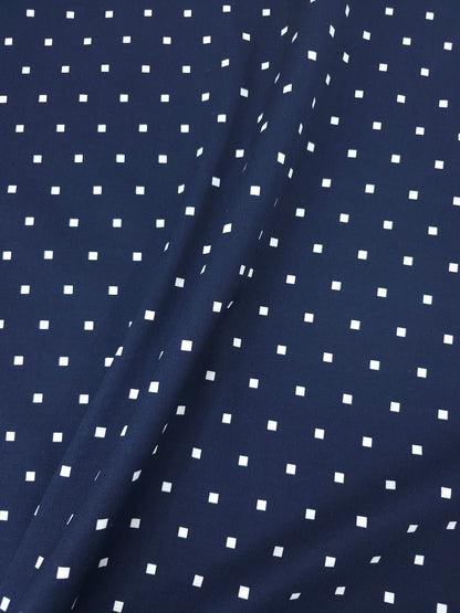 Dark Navy Mini Square Brushed Cotton Twill