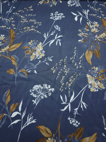 Hale Navy/Brown Floral Viscose Satin