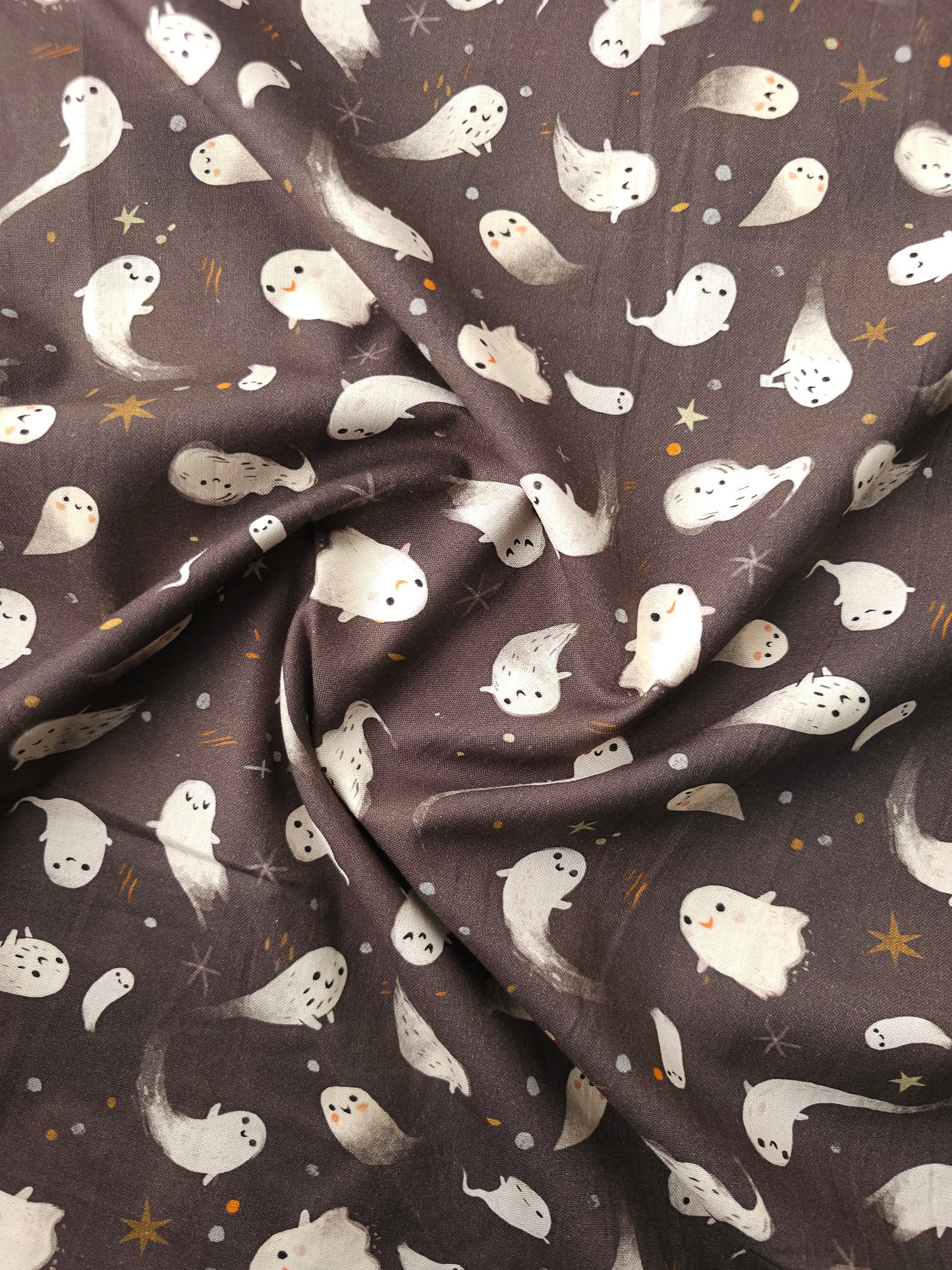 Brown Baby Ghost Pals 100% Cotton - Robert Kaufman