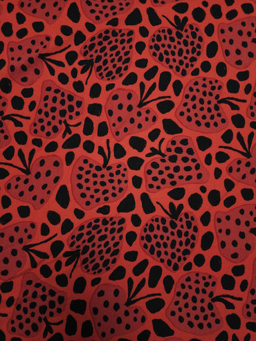 Red/Black Irregular Strawberry Viscose Challis