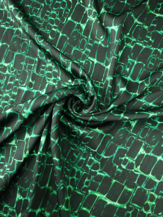 Green/Black Abstract Square Viscose Jersey