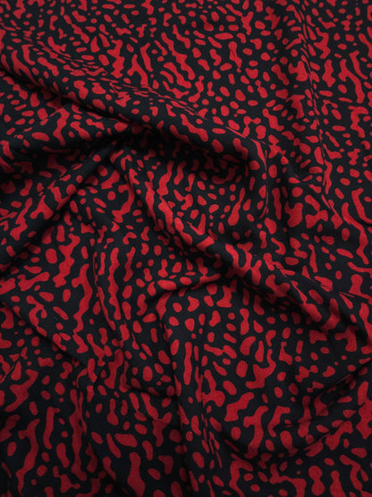 Red/Black Irregular Splodge Viscose Challis