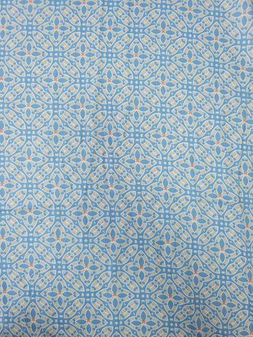 Pale Blue Damask Tile Print 100% Cotton