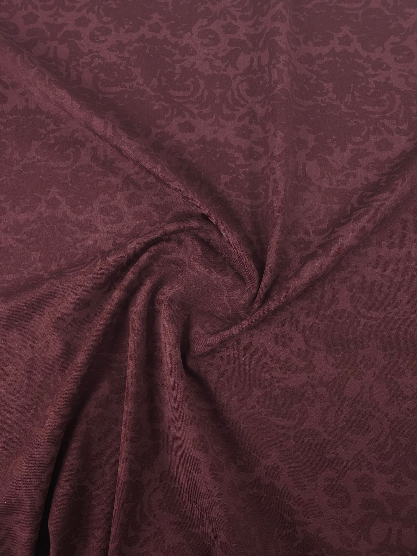 Burgundy Damask Brushed Cotton Twill