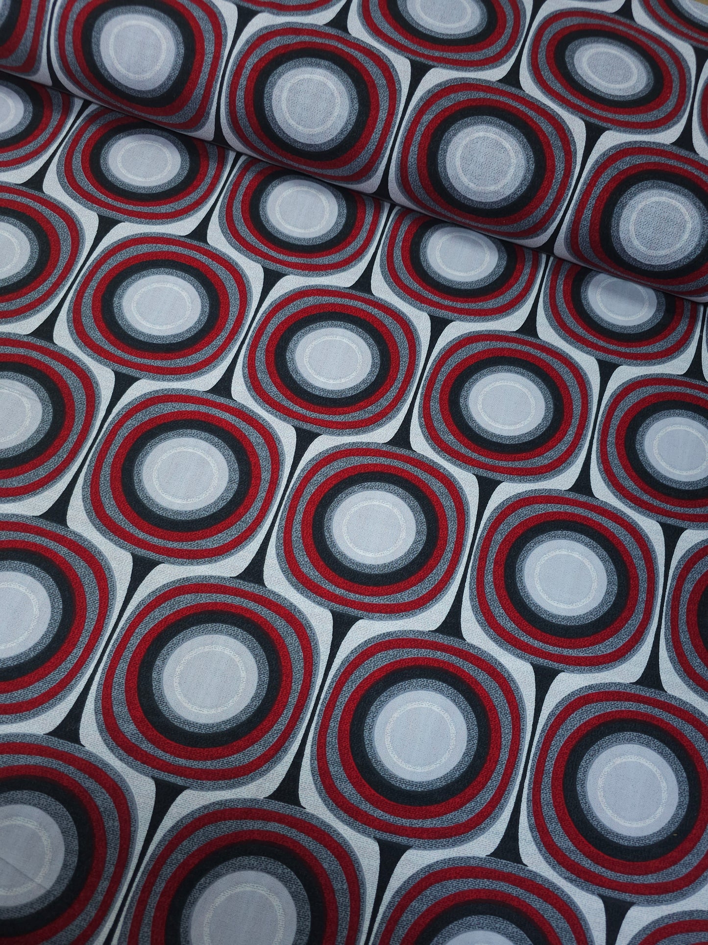 Red/Grey Squircle 100% Cotton 108"