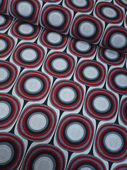 Red/Grey Squircle 100% Cotton 108"