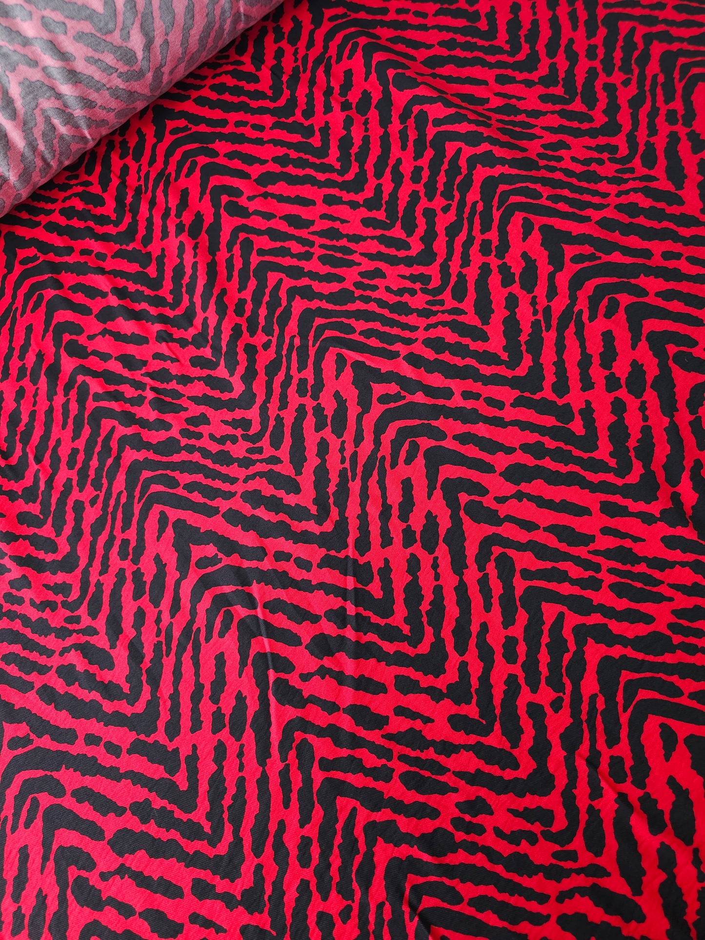 Rosey Red Irregular Animal Print Viscose Twill