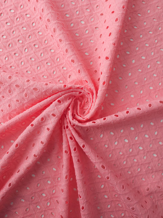 Candy Pink Diamond Petal Web Anglaise Cotton