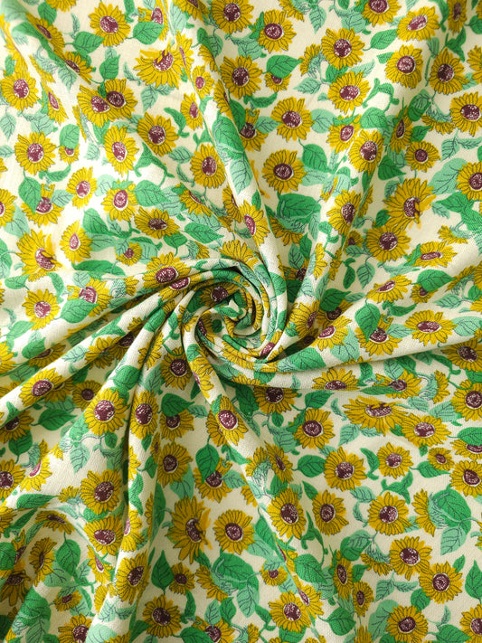 Watercolour Sunflower Viscose Linen