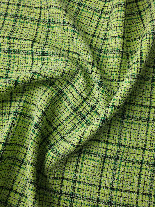 Lime Green/Black Tartan Acrylic Wool