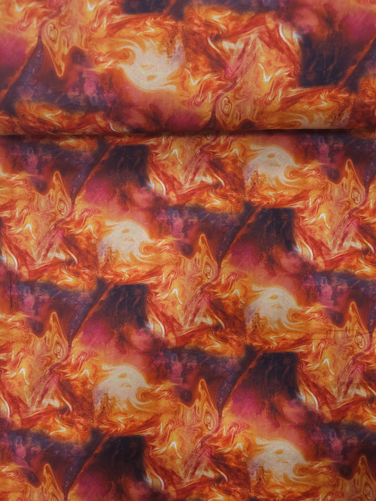 Orange/Red Fire Marble 100% Cotton