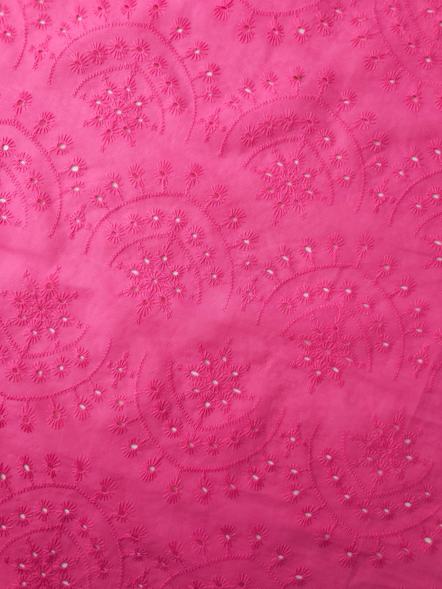 Fuchsia Pink Snowflake Arch Anglaise Cotton