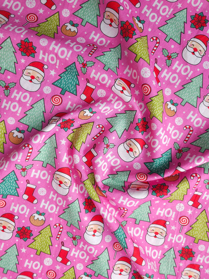 Pink Ho Ho Ho 100% Cotton