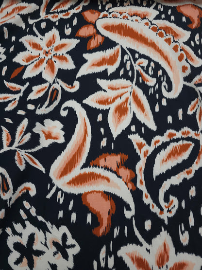 Rust/Black Paisley Floral Lightweight Cotton