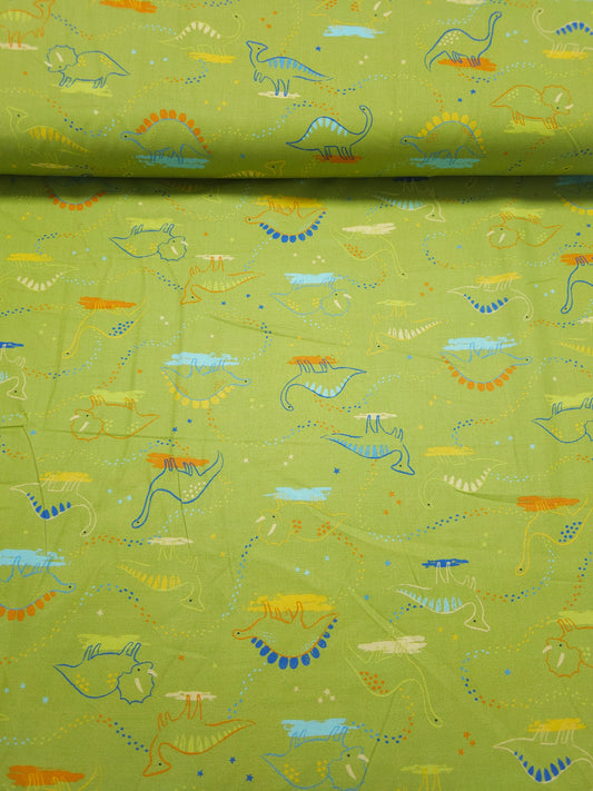 Lime Novelty Dino Darlings 100% Cotton