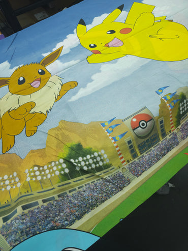 Pokemon Football Pitch 100% Cotton Panel 81"