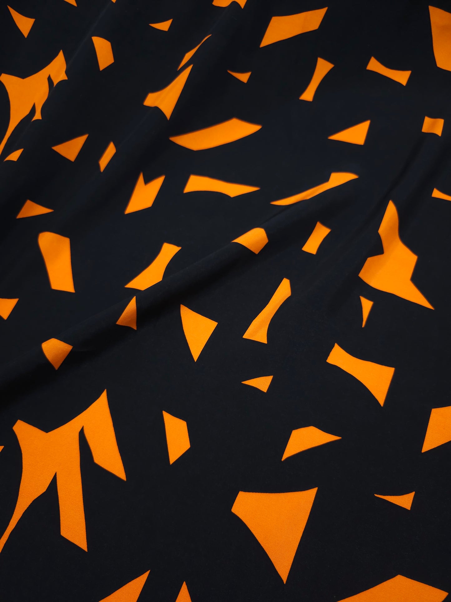 Orange/Black Geometric Shapes Poly Satin