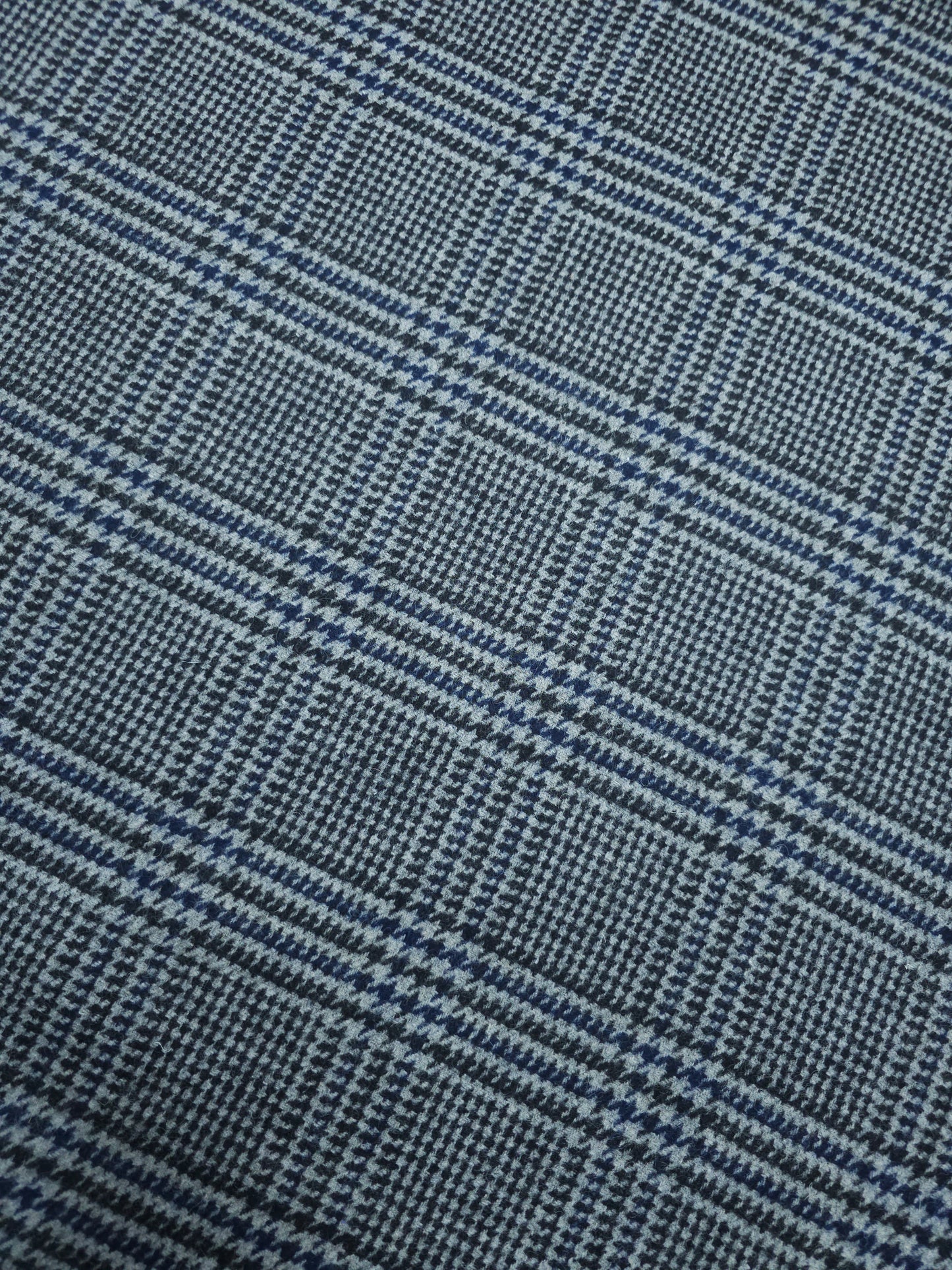 Black/Navy Dogtooth Check Mediumweight Wool