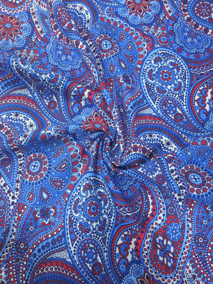 Red/Blue Paisley 100% Cotton 106"