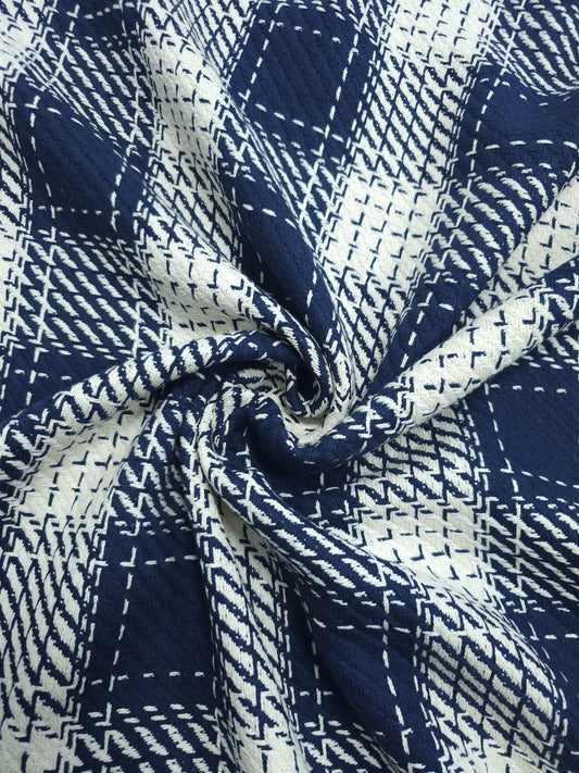 Navy/Ivory Square Check 100% Coating Cotton