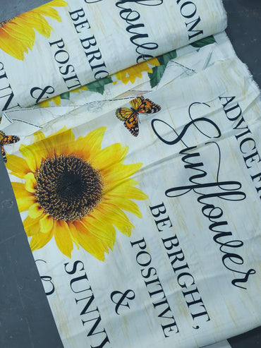 Sunflower Positive Affirmations Panel 100% Cotton