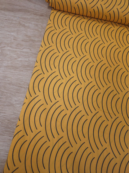 Sunny Orange Abstract Curve 100% Cotton 106"