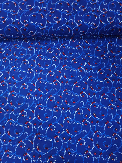 Blue/Red Star Chain 100% Cotton 108"