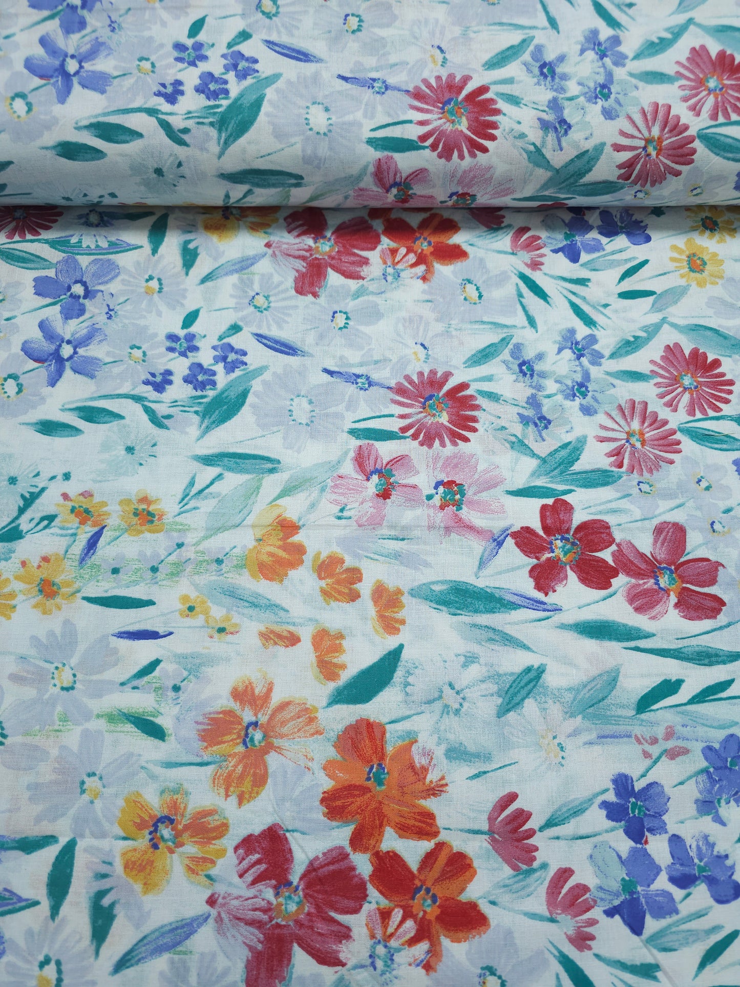 Watercolour Floral Meadow 100% Cotton 110"