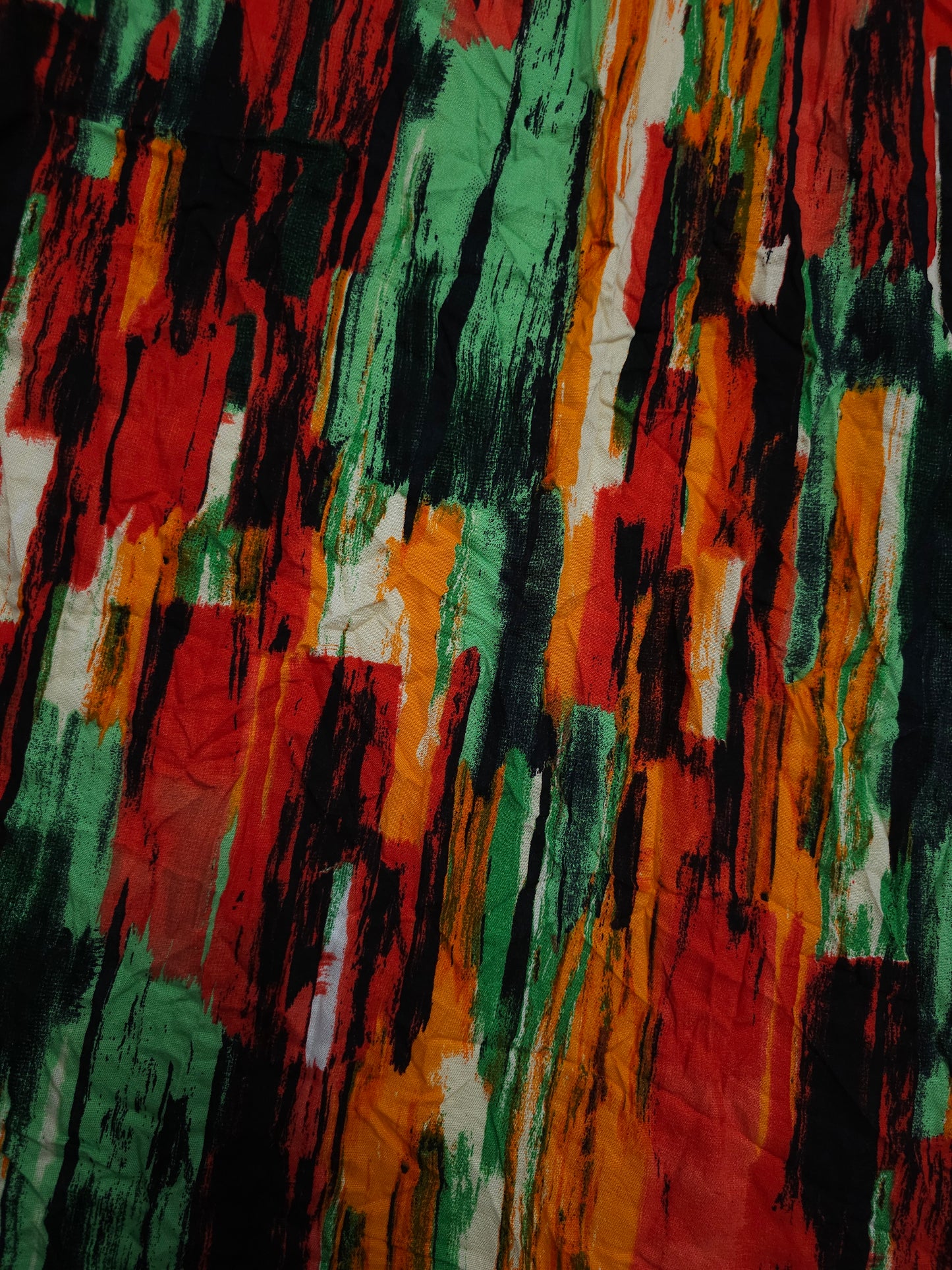 Green/Orange/Red Abstract Line Viscose Challis