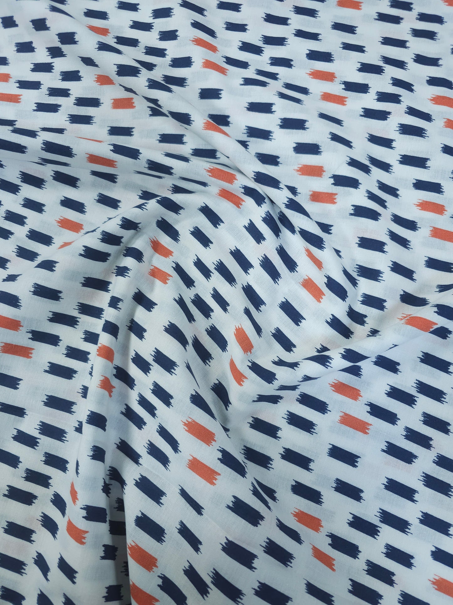 Navy/Orange Irregular Track 100% Cotton 110"