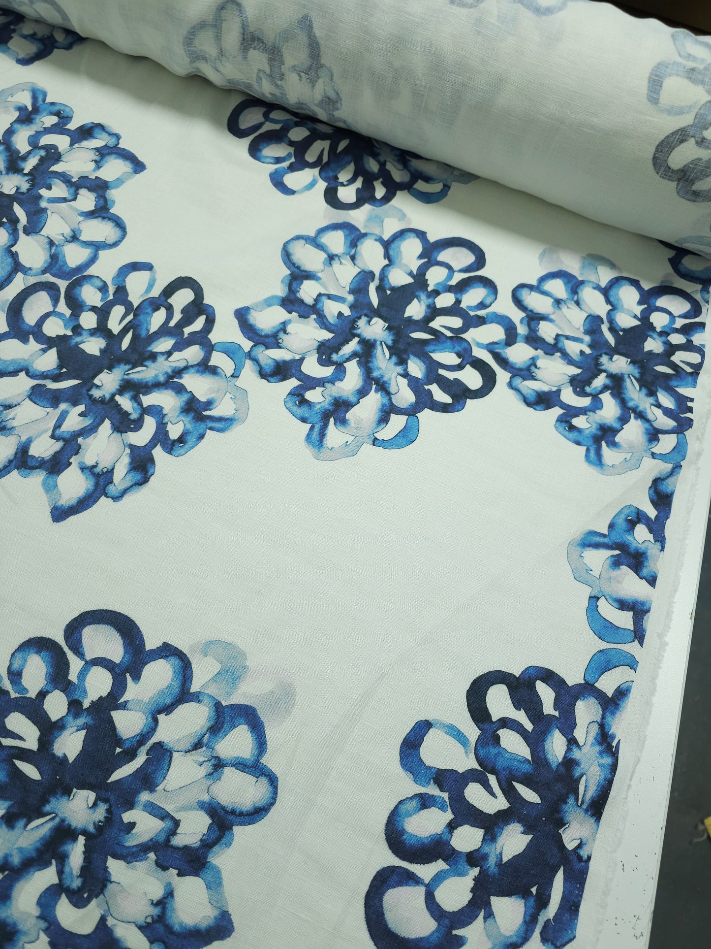 *PRE-ORDER* Blue Watercolour Hydrangea Floral Linen