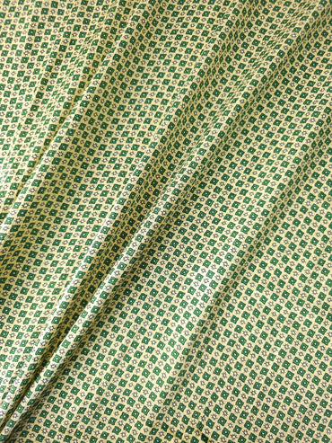 Lime/Green Mini Square Crinkle Viscose Satin