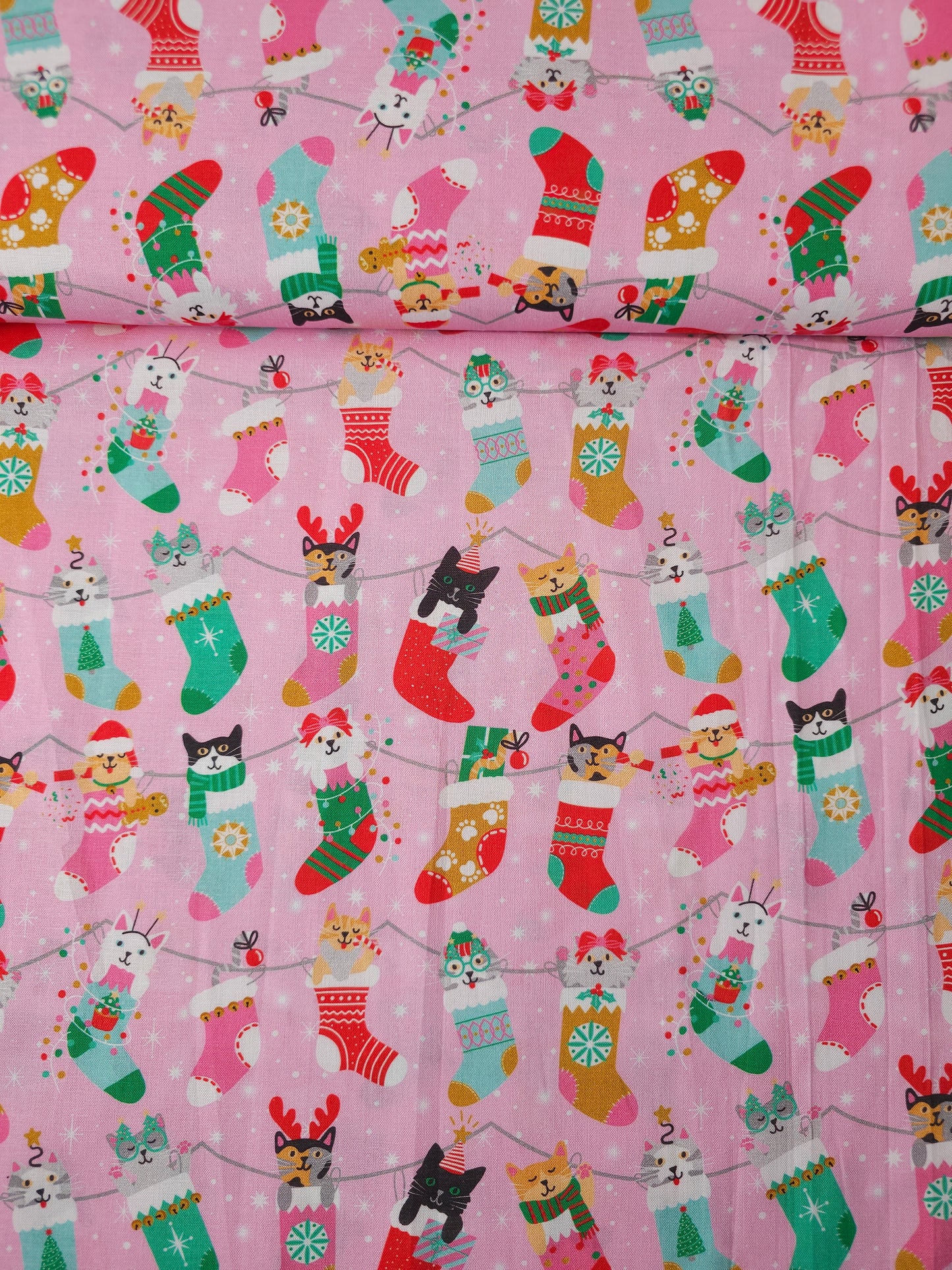 Pink Kitten Stocking 100% Cotton