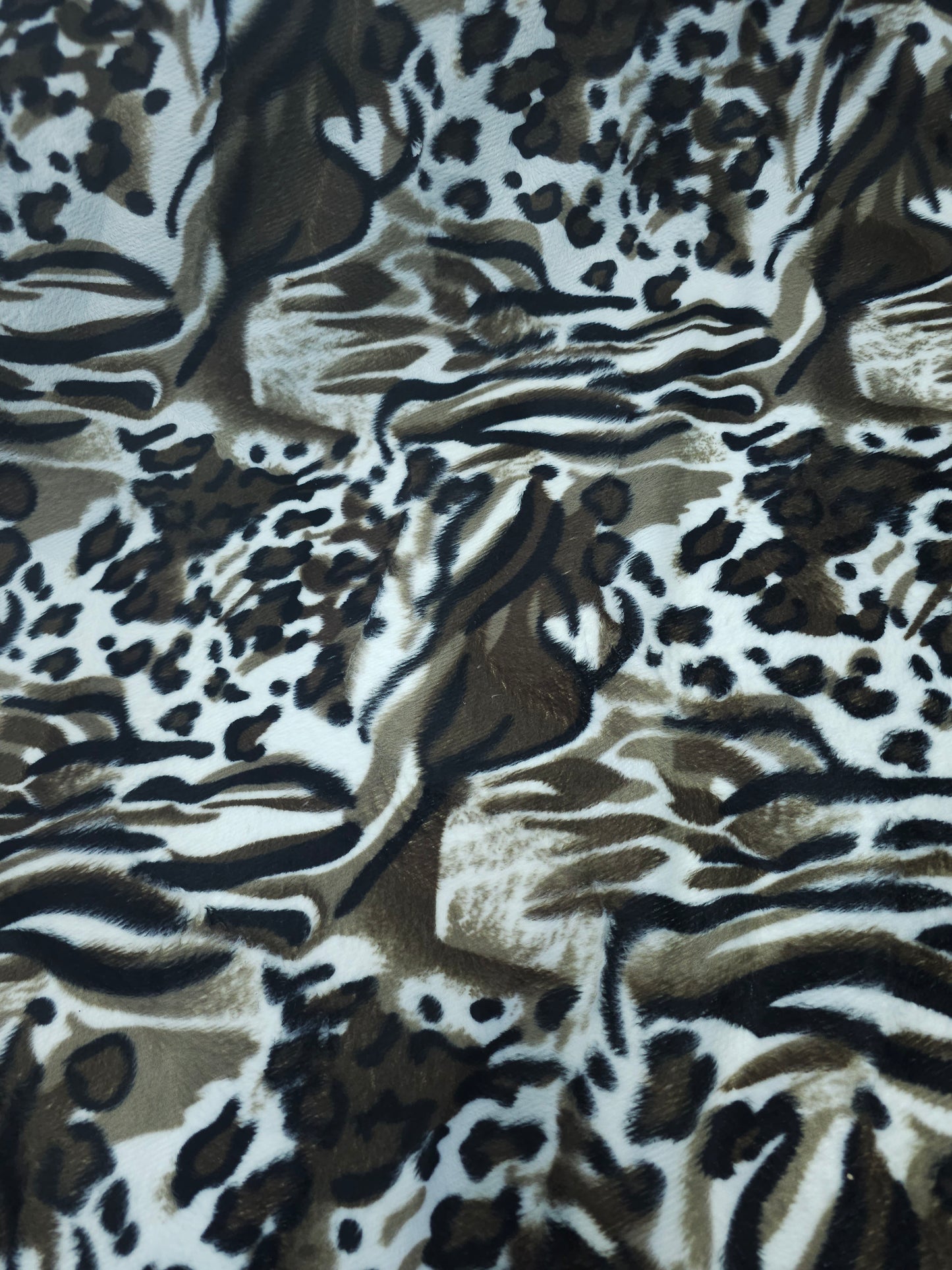 Brown/White Abstract Animal Print Lightweight Velvet